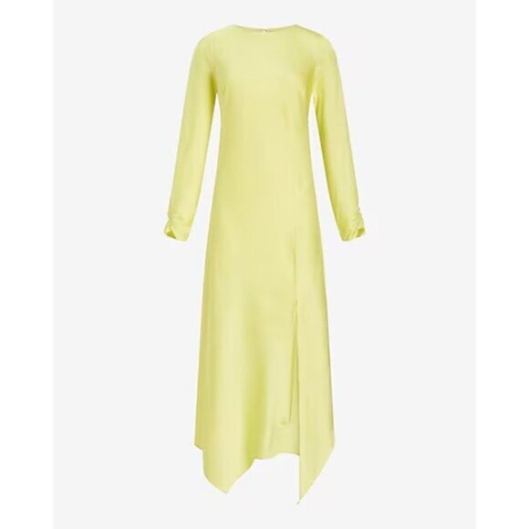 Express Satin Long Sleeve Asymmetrical Hem Maxi Dress XS - Picture 5 of 8